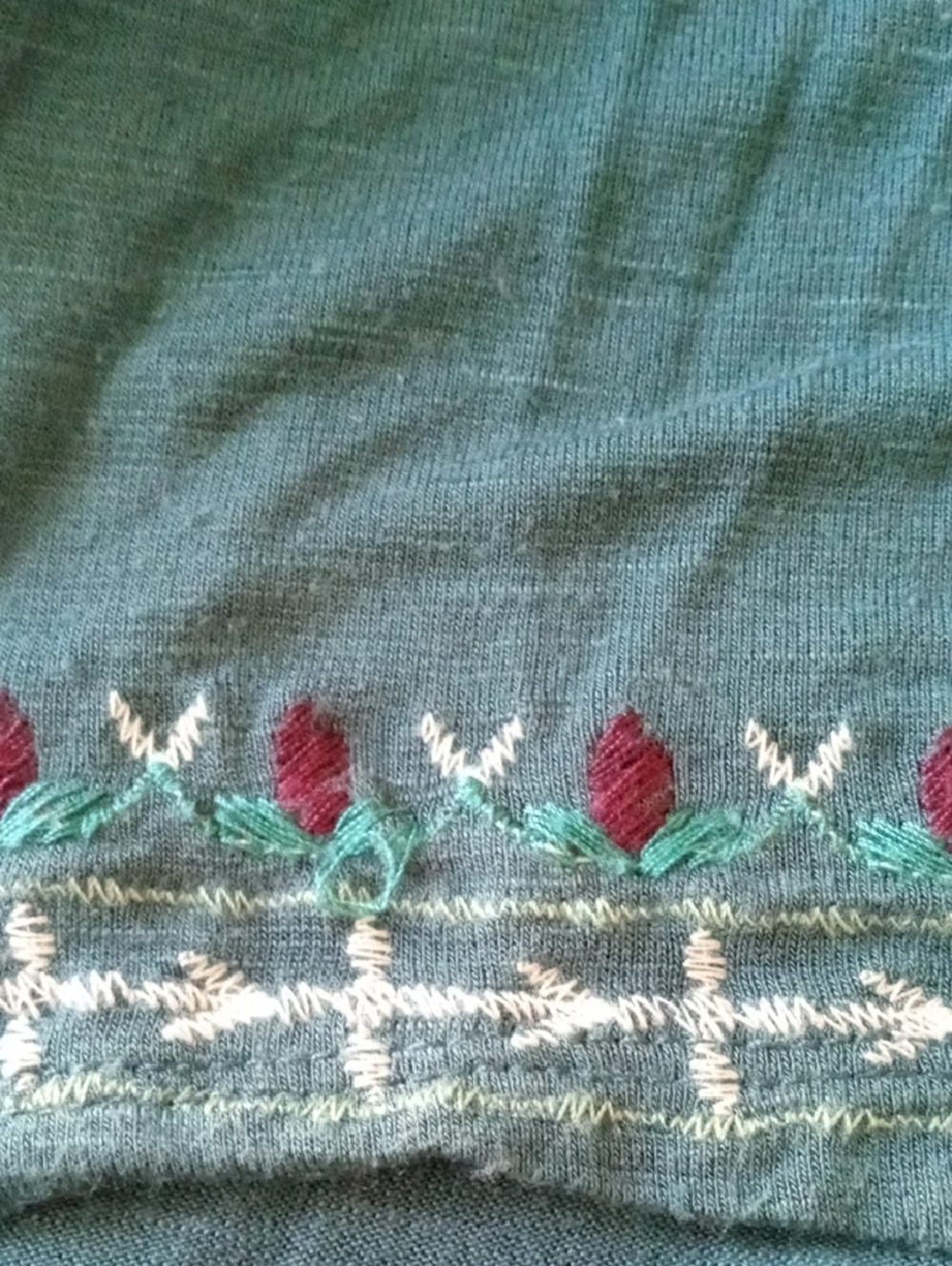 Knox Rose Teal Embroidered Boho Sleeveless Peplum Tank Size L - Picture 6 of 9
